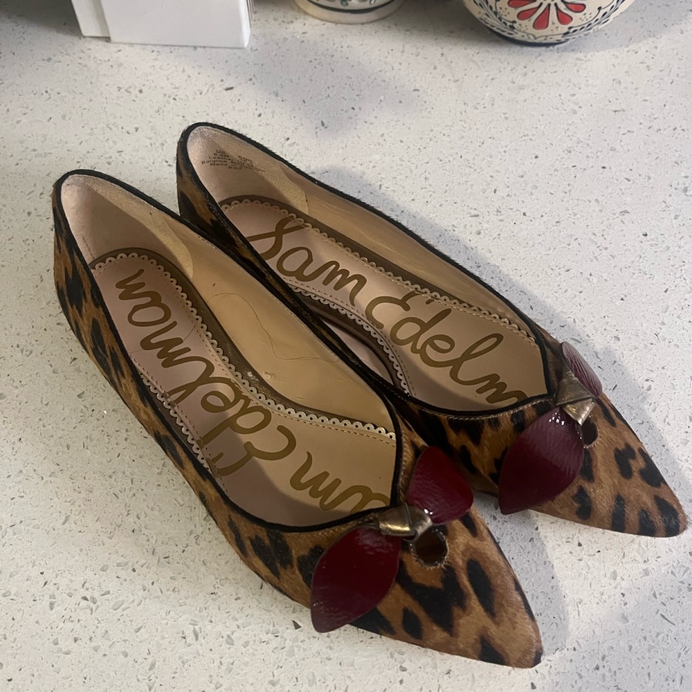 Sam Edelman Leopard Print Flats with Red Bow